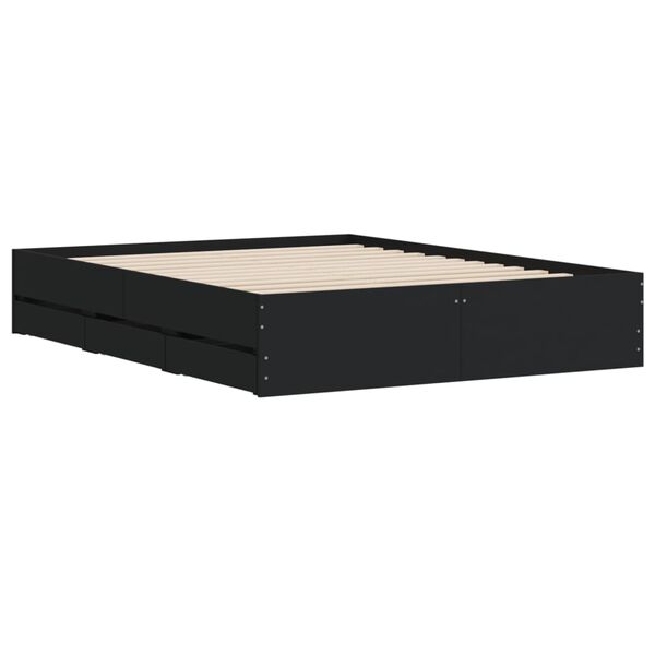 vidaXL Bettgestell mit Schubladen Schwarz 150x200 cm Holzwerkstoff