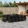 vidaXL 15-tlg. Garten-Essgruppe mit Kissen Schwarz Poly Rattan