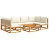 vidaXL 7-tlg. Gartensofa-Set mit Kissen Holz Akazie & Rattan