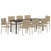 vidaXL Garten Essgruppe 9 Stk. Beige Poly-Rattan