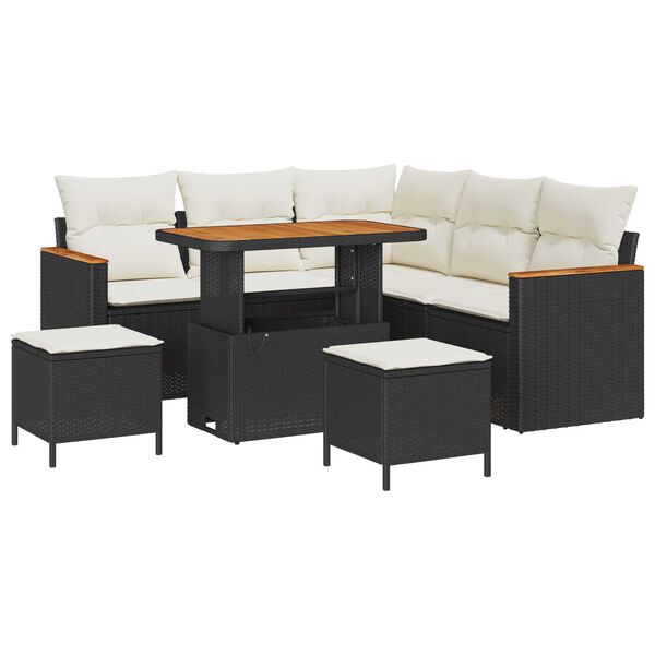 vidaXL Gartensofa-set 8 pcs Schwarz Poly-Rattan