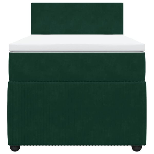 vidaXL Boxspringbett mit Matratze Dunkelgr&uuml;n 100x200 cm Samt