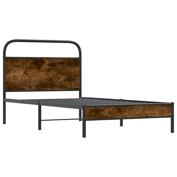 vidaXL Bettgestell ohne Matratze 100x200 cm R&auml;uchereiche Holzwerkstoff