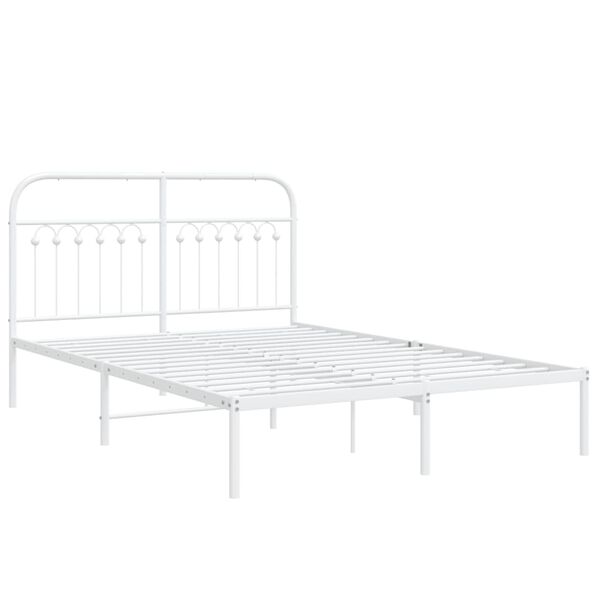 vidaXL Bettgestell mit Kopfteil Metall Wei&szlig; 140x200 cm