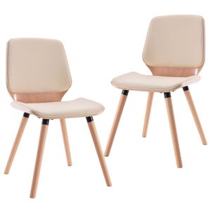 vidaXL Esszimmerst&uuml;hle 2 Stk. Cremewei&szlig; Kunstleder