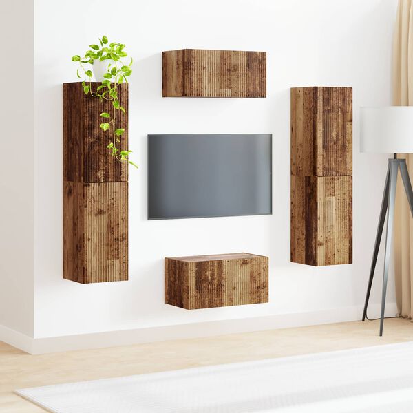 vidaXL TV-Schrankset 6 pcs Altholz Holzwerkstoff