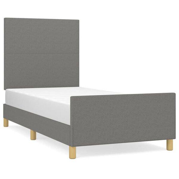 vidaXL Bettgestell ohne Matratze Dunkelgrau 90x200 cm Stoff