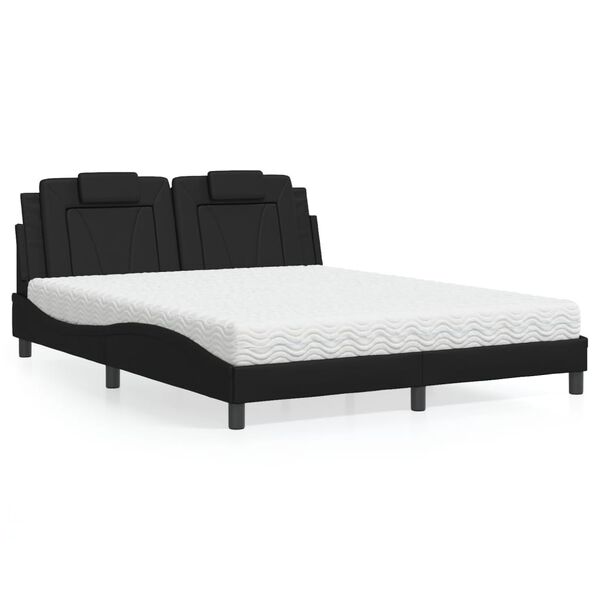 vidaXL Bett "Viana" mit Matratze Schwarz 160x200 cm Kunstleder