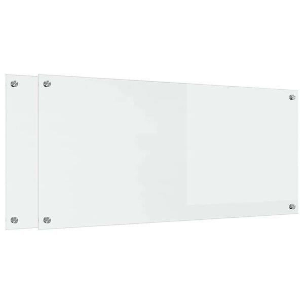 vidaXL K&uuml;chenr&uuml;ckwand 2 pcs Transparent 110 x 50 cm Geh&auml;rtetes Glas