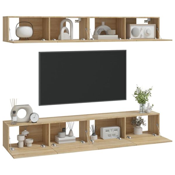 vidaXL TV-Wandschr&auml;nke 4 Stk. Sonoma-Eiche 100x30x30 cm