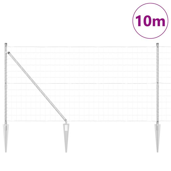 vidaXL Zaun mit Pfosten Silber 1,4 x 10 m Stahl