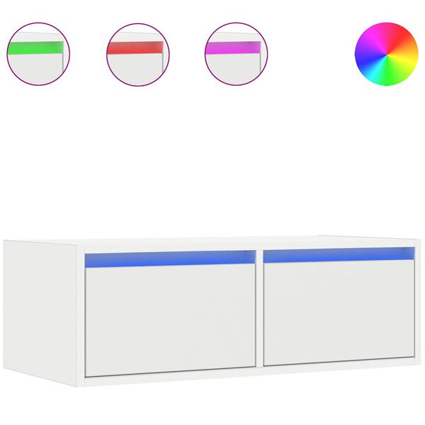 vidaXL TV-Schrank mit LED-Leuchten Wei&szlig; 75x35,5x25 cm