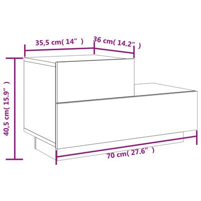 vidaXL Nachttisch mit LED-Leuchten Schwarz 70x36x40,5 cm