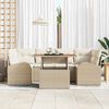 vidaXL Garten-Sofa-Set mit Kissen mit Kopfteil 7 pcs Beige und Creme