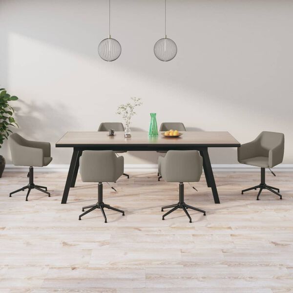 vidaXL Esszimmerst&uuml;hle 6 Stk. Drehbar Hellgrau Samt