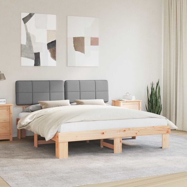 vidaXL Bettgestell mit gepolstertem Kopfteil Hellgrau 200 x 200 cm