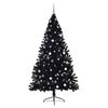 vidaXL K&uuml;nstlicher vorbeleuchteter Weihnachtsbaum Schwarz 240 cm PVC
