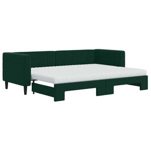 vidaXL Tagesbett Ausziehbar mit Matratzen Dunkelgr&uuml;n 80x200 cm Samt