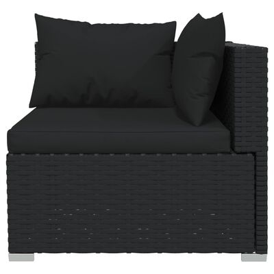 vidaXL 7-tlg. Garten-Lounge-Set mit Kissen Poly Rattan Schwarz