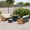 vidaXL Garten-Sofa-Set 9 pcs Schwarz und Creme Poly-Rattan