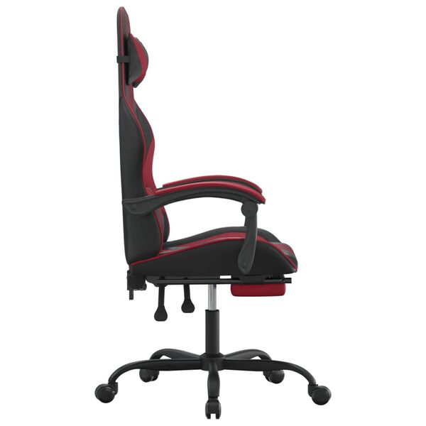 vidaXL Gaming-Stuhl mit Fu&szlig;st&uuml;tze Drehbar Schwarz & Weinrot Kunstleder