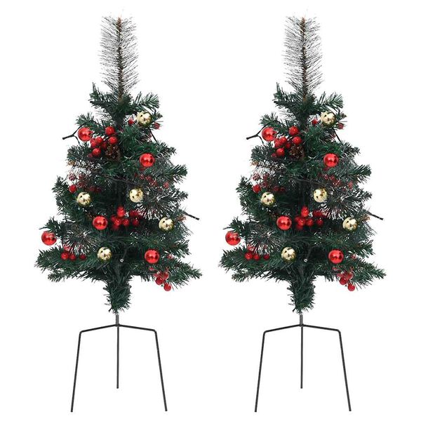 vidaXL K&uuml;nstlicher Weihnachtsbaum mit Beleuchtung 2 Stk. Outdoor 76 cm