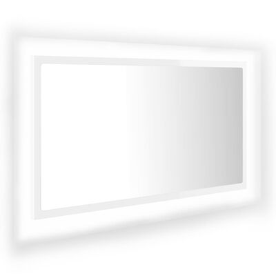 vidaXL LED-Badspiegel Hochglanz-Weiß 80x8,5x37 cm Acryl