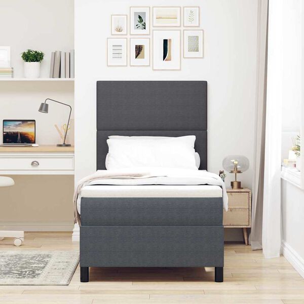 vidaXL Boxspringbett Dunkelgrau und Wei&szlig; 80 x 200 cm Cordstoff