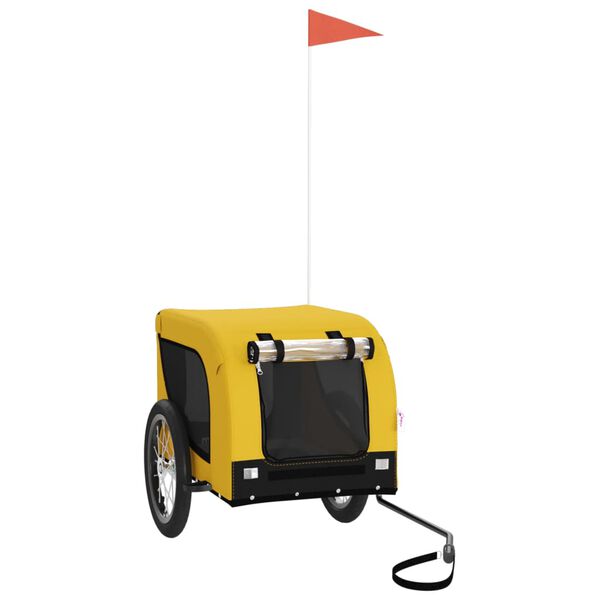 vidaXL Fahrradanh&auml;nger Hunde Gelb und Schwarz Oxford-Gewebe & Eisen