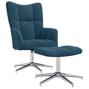 vidaXL Relaxsessel mit Hocker Blau Samt