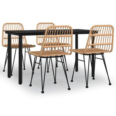 vidaXL 5-tlg. Garten-Essgruppe Poly Rattan