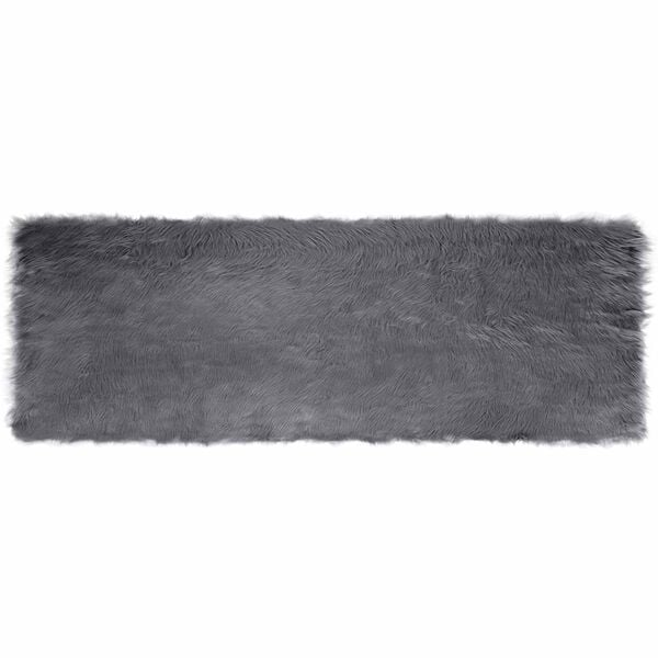 vidaXL Kunstschaffell Teppich Tafalla Anthrazit 80 x 250 cm Polyester
