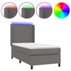 vidaXL Boxspringbett mit Matratze & LED Grau 80x200 cm Kunstleder