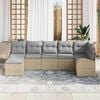 vidaXL Sofa Set mit Kissen mit Speicher 7 pcs Beige Poly-Rattan