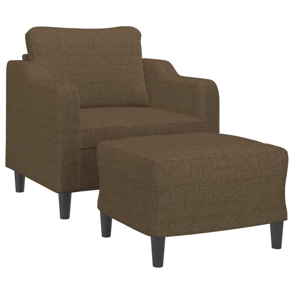 vidaXL Sessel mit Hocker Braun 60 cm Stoff