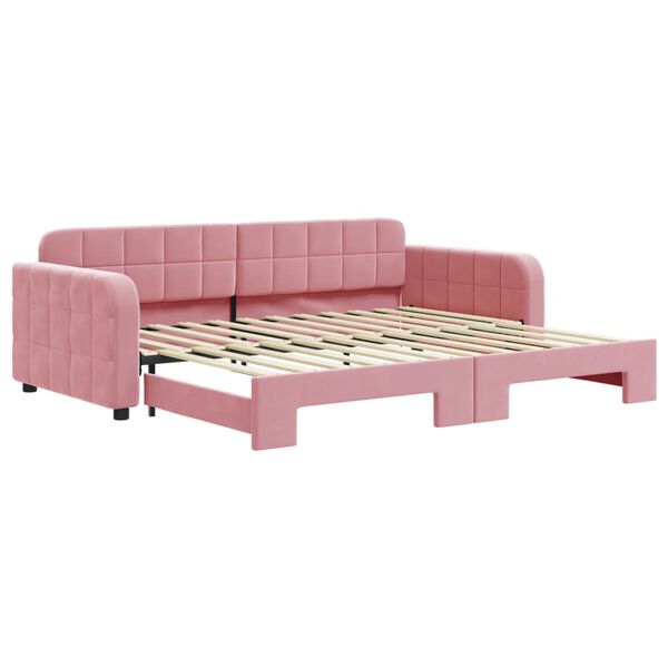 vidaXL Tagesbett Ausziehbar Rosa 90x200 cm Samt