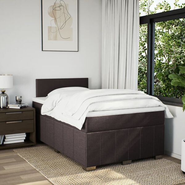 vidaXL Boxspringbett mit Matratze Dunkelbraun 120x200 cm Stoff