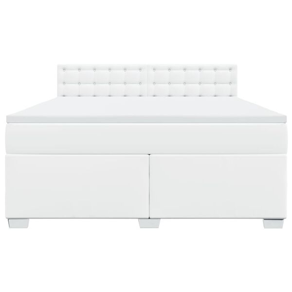 vidaXL Boxspringbett mit Matratze Wei&szlig; 180x200 cm Kunstleder