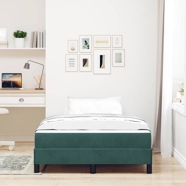 vidaXL Boxspringbett mit Matratze Dunkelgr&uuml;n 120 x 220 cm Stoff