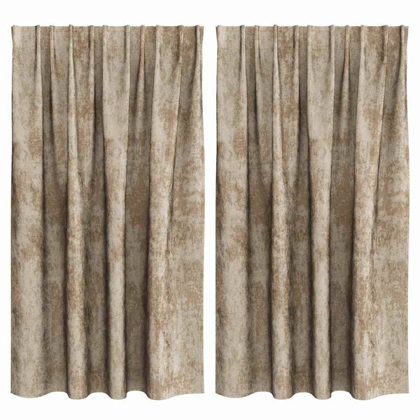 vidaXL Samtvorh&auml;nge mit Vorh&auml;ngen 2 pcs Champagner 140 x 140 cm Samt