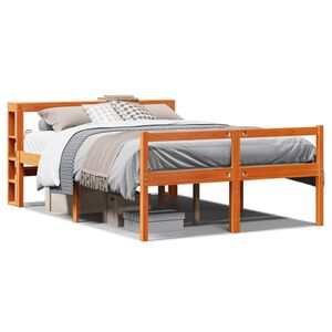 vidaXL Bettgestell mit Kopfteil ohne Matratze Wachsbraun 160x200 cm