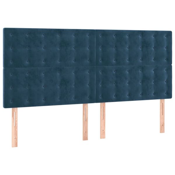 vidaXL LED Kopfteil Dunkelblau 180x5x118/128 cm Samt