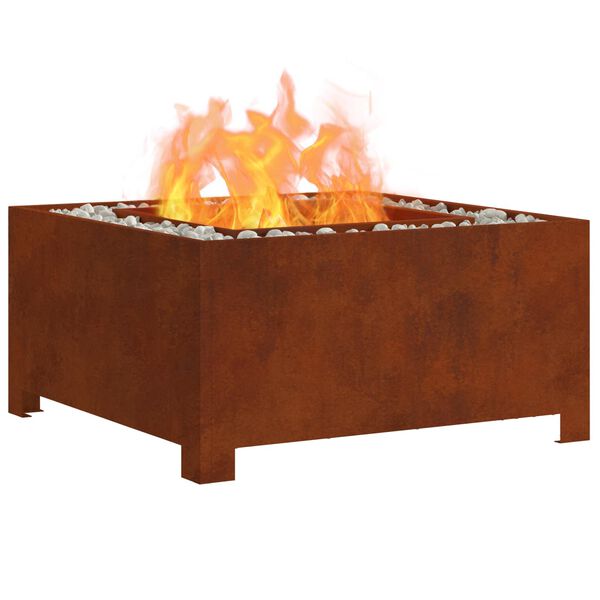 vidaXL Feuerstelle Braun 60 x 60 x 30 cm Wetterfeststahl