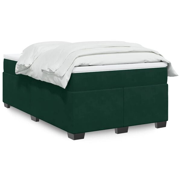vidaXL Boxspringbett mit Matratze Dunkelgr&uuml;n 120x190 cm Samt