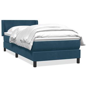 vidaXL Boxspringbett mit Matratze Dunkelblau 80x220 cm Samt