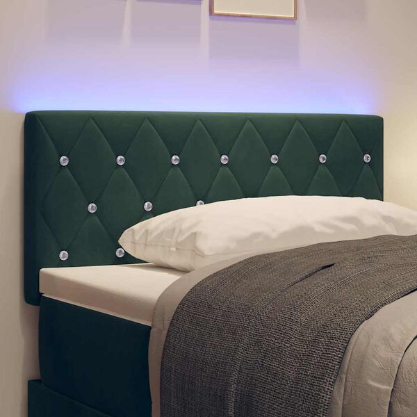 vidaXL LED Kopfteil mit LED-Lichtleisten Dunkelgr&uuml;n 100 cm Polyester