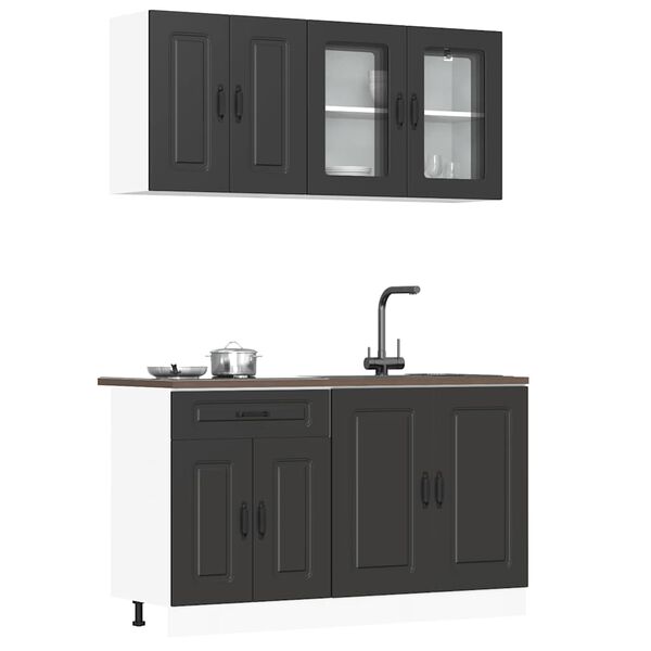 vidaXL 4-tlg. K&uuml;chenschrank-Set Kalmar Schwarz Holzwerkstoff