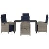 vidaXL Garten Essgruppe mit Kissen 5 pcs Grau Poly-Rattan