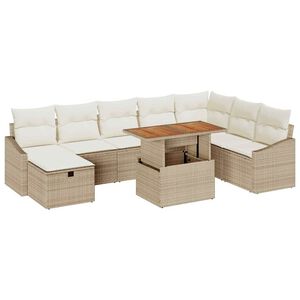 vidaXL Garten-Sofa-Set 9 pcs Beige Poly-Rattan