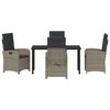 vidaXL Garten Essgruppe mit Kissen 5 pcs Grau Poly-Rattan